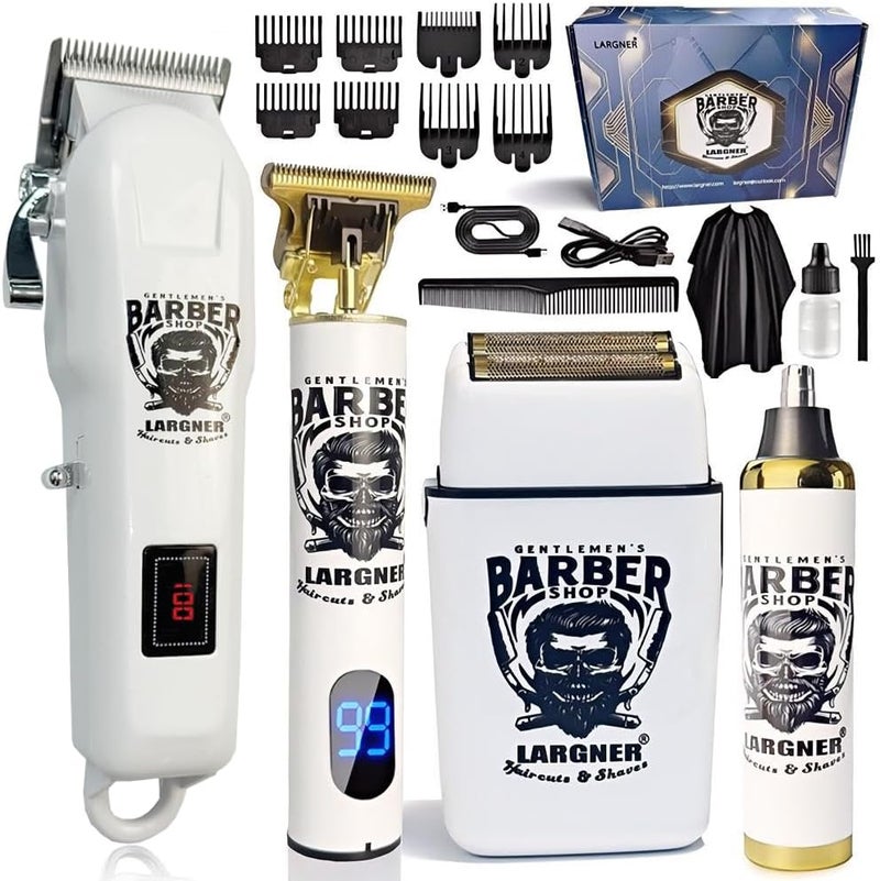 Largner Professional Barber Shaver Set, Hair Clippers for Men, Cordless Beard Trimmer & Electric Razor Shavers for Men, Rechargeable Set Barber Hair Cutting Kit Men's Grooming Kit - Image 1